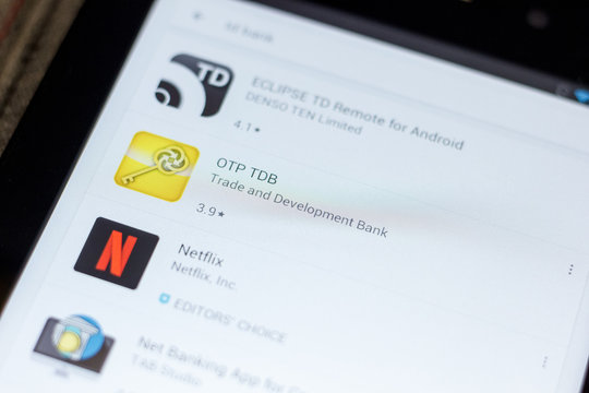 Ryazan, Russia - July 03, 2018: OTP TDB icon in the list of mobile apps.