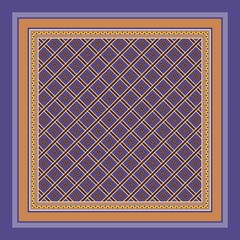 Obraz premium Square pattern with grid ornament. Elegant print for bandana, kerchief, neck scarf.