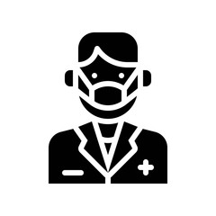 corona virus related doctor with face mask vector in solid design,