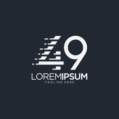 Monogram Number 49 Logo Vector Template