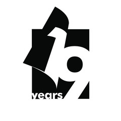 Vector 19 years anniversary logotype. Isolated black logo 19 th jubilee on white background - obrazy, fototapety, plakaty