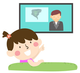 Kid Girl TV Warning System Devices Illustration