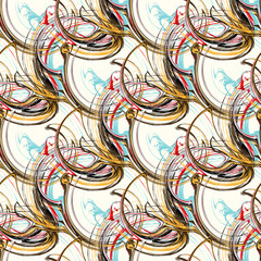 color abstract ethnic seamless pattern in graffiti style with elements of urban modern style
