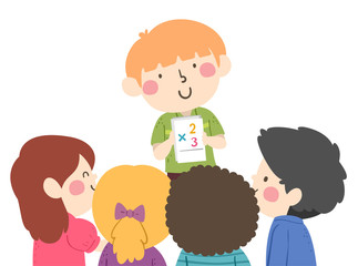Kids Answer Math Flashcard Illustration