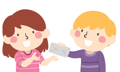 Kids Give Letter Illustration