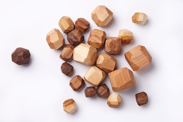Wooden cubes on a white background
