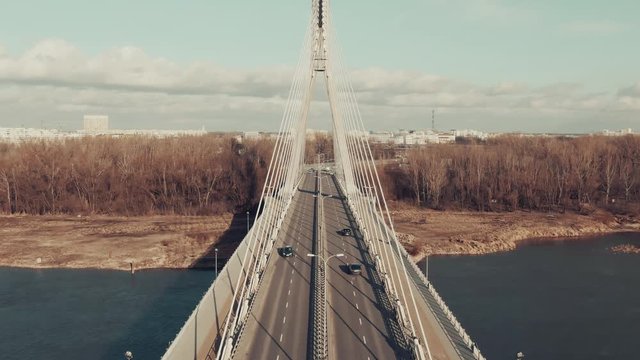 Aerial view of the cable-stayed bridge