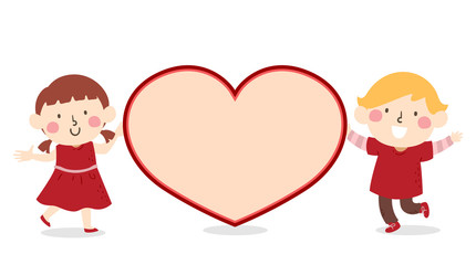 Kids Valentine Card Heart Illustration