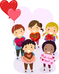 Obraz na płótnie Canvas Stickman Kids Valentines Gifts Illustration