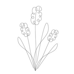 Spring first flowers continuous line drawing. Vector illustration