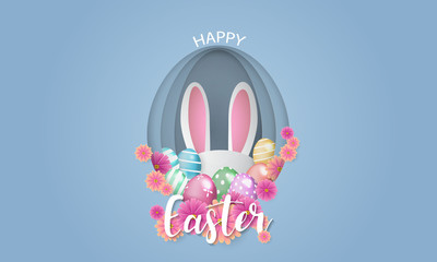 Happy Easter background. flower colorful shine decorated eggs