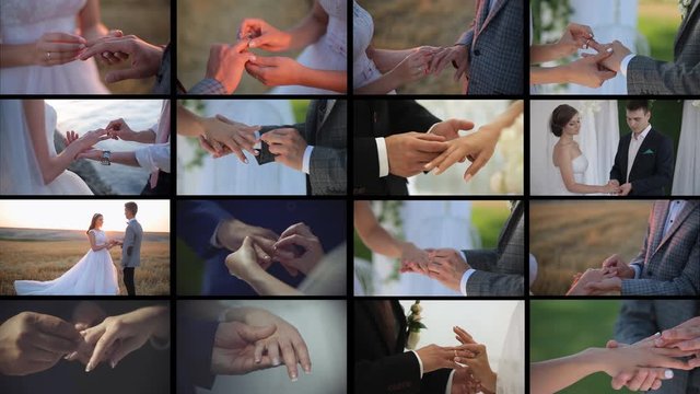 patern compilation, the bride and groom put on each other's wedding rings