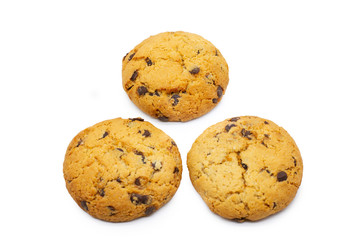 chocolate chip cookies isolated on white background