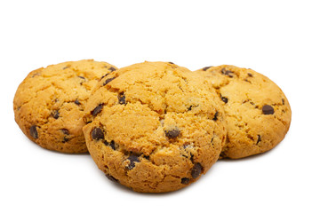 chocolate chip cookies isolated on white background