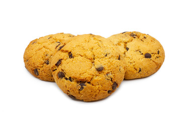 chocolate chip cookies isolated on white background
