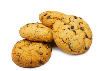 chocolate chip cookies isolated on white background