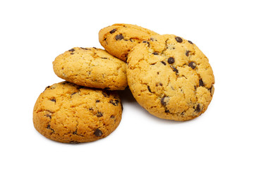 chocolate chip cookies isolated on white background