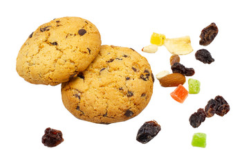 cookies with raisins isolated on white background