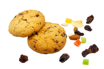chocolate chip cookies isolated on white background