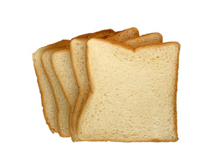 Slice of bread stack isolate on white background with clipping path