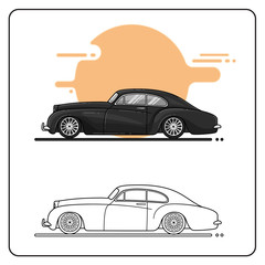 vintage cars side view easy editable