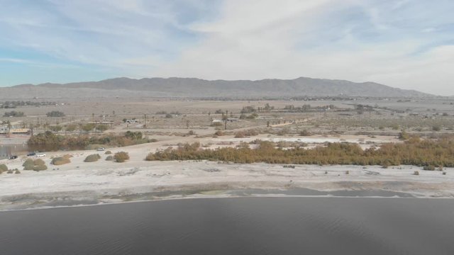 Salton Sea, California - aerial drone footage of abandoned desolate former resort