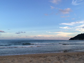 sunset on the beach in korea