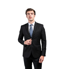 Confident European businessman, isolated portrait