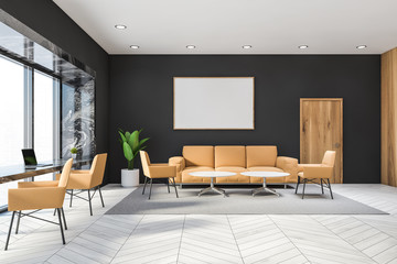 Gray and marble office lounge, horizontal poster