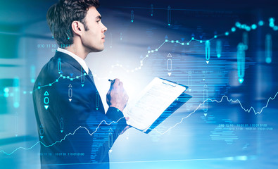 European CEO in office, digital chart