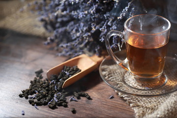 Brewed tea on a serving table