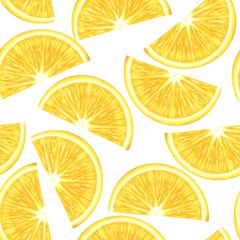 Sliced lemon seamless pattern. Vibrant exotic fruits background