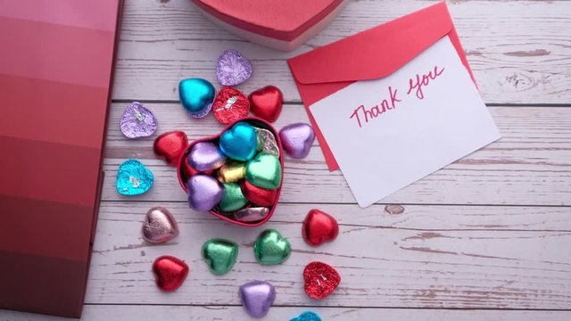 top view of candy and gift box for valentine day 