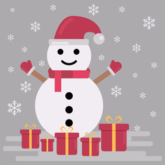 Desain flat vector snowdoll winter