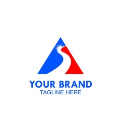 triangle logo. mountain and road logo template