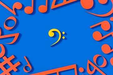 The bass clef melody colorfully