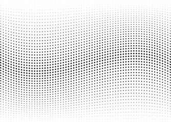 Abstract halftone wave dotted background. Futuristic twisted grunge pattern, dot, circles.  Vector modern optical pop art texture for posters, business cards, cover, labels mock-up, stickers layout