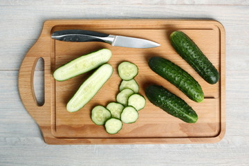 Cucumbers on cutting board
