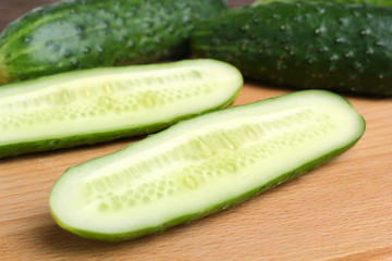 Cucumbers on cutting board