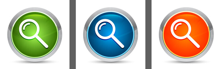 Magnifying glass icon modern design round button set illustration