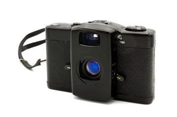 Amateur filming concept.Old 35mm film camera.