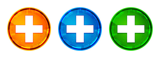 Plus icon shiny abstract round button set illustration