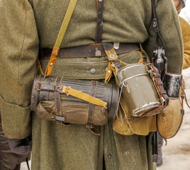 Russia, Samara, February 2017: Equipment, on the belt of the Wehrmacht soldier. Historical...