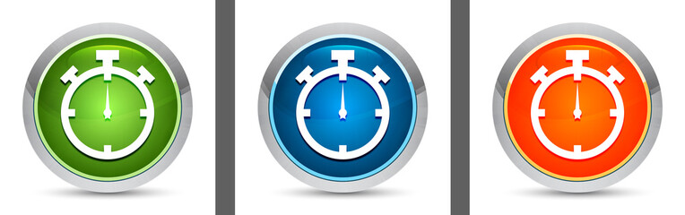 Obraz premium Stopwatch icon modern design round button set illustration