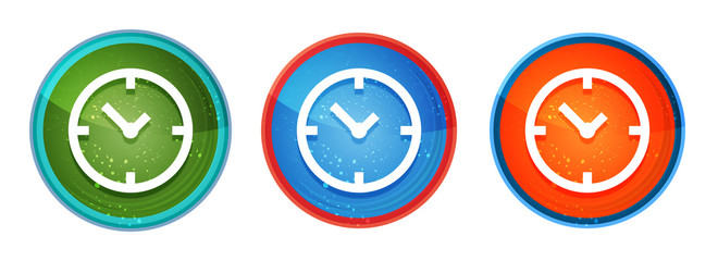 Clock icon abstract digital round button set illustration