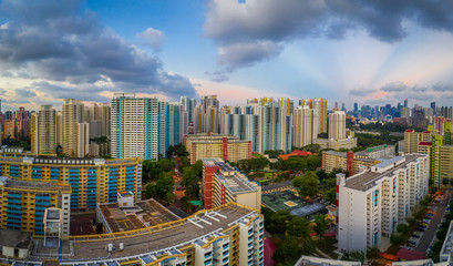 Naklejka premium Singapore HDB public housing residential area, skyscrapers building