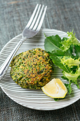 Home made vegan Kale and Pea Patties