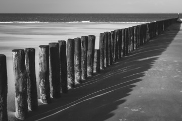 Beach of Breskens and Vlissingen on the other side. Zeeland, The Netherlands