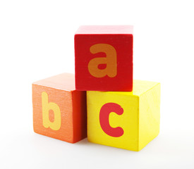 Wooden Alphabet Blocks Isolated On White Background