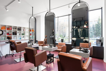 Modern beauty salon with places for makeup artist